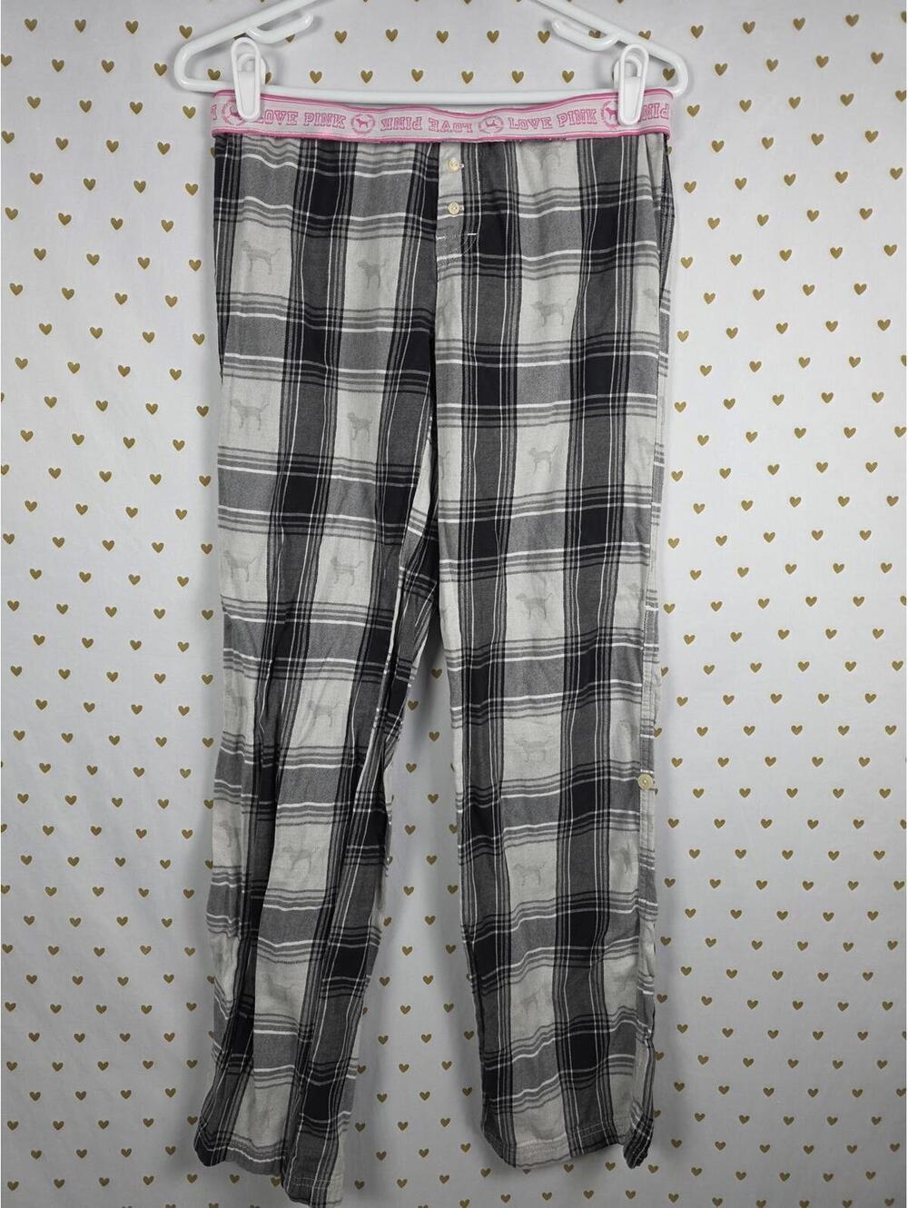 Victorias Secret VINTAGE PLAID Y2k Sleep Pajama Pants Foldover  Cotton SMALL